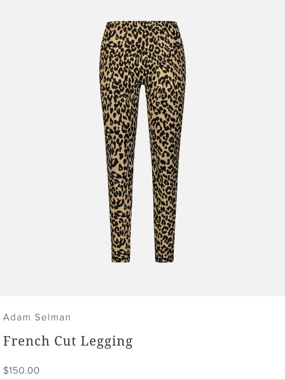 Adam Selman French Cut Leopard Print Leggings - Tan & Black Medium Yoga Gym